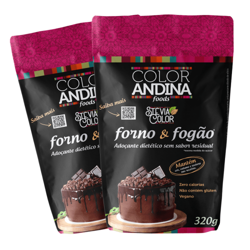 Adoçante stevia forno e fogão color andina stevia culinario kit 2 unidades