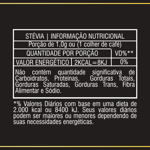 adoçante stevia color andina 10g TABELA